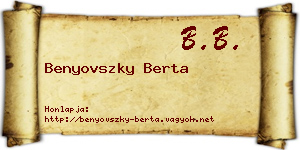 Benyovszky Berta névjegykártya
